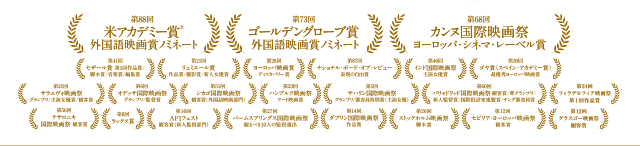 第88回アカデミー賞／第73回ゴールデングローブ賞　外国語映画賞ノミネート、第68回カンヌ国際映画祭ヨーロッパ・シネマ・レーベル賞ほか