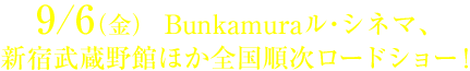 9/6（金）Bunkamuraル・シネマ、新宿武蔵野館ほか全国順次ロードショー！