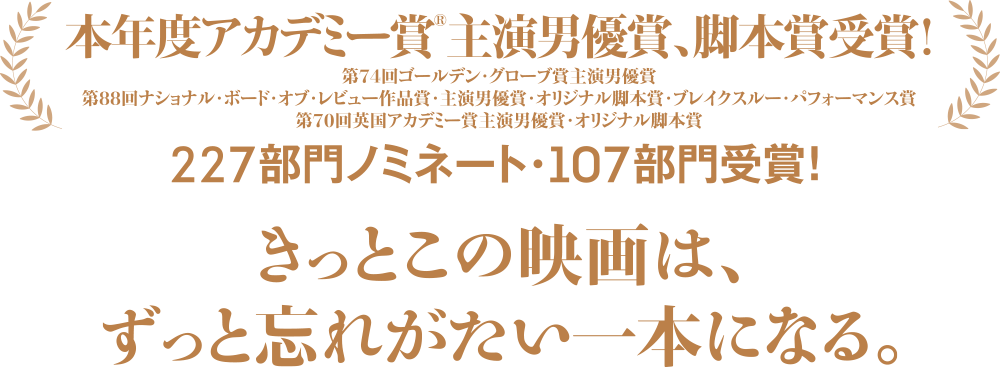 本年度アカデミー賞®主演男優賞（ケイシー・アフレック）＆脚本賞（ケネス・ロナーガン）受賞！６部門（作品賞、監督賞、主演男優賞、助演女優賞、助演男優賞、脚本賞）ノミネート！きっとこの映画は、ずっと忘れがたい一本になる。