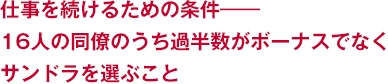 仕事を続けるための条件──16人の同僚のうち過半数がボーナスではなくサンドラを選ぶこと